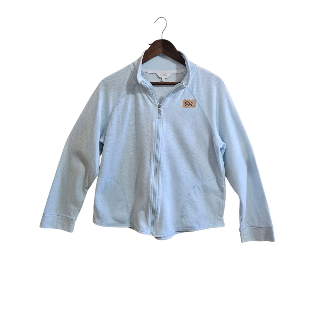 Coral Bay Womens‎ Full Zip Hoodie Teal Blue Long Sleeve Size XL Cotton Blend